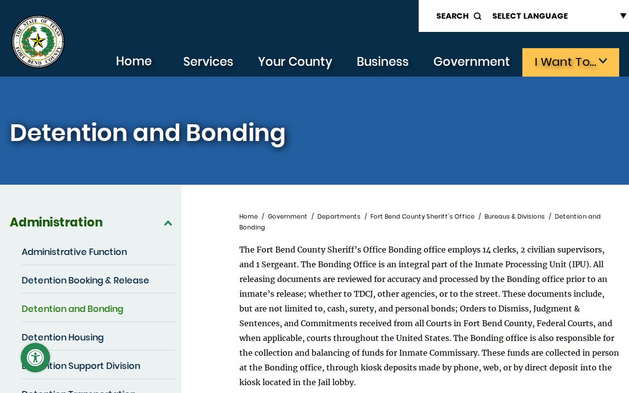 Fort Bend County 24-hour release bonding and destination workflow