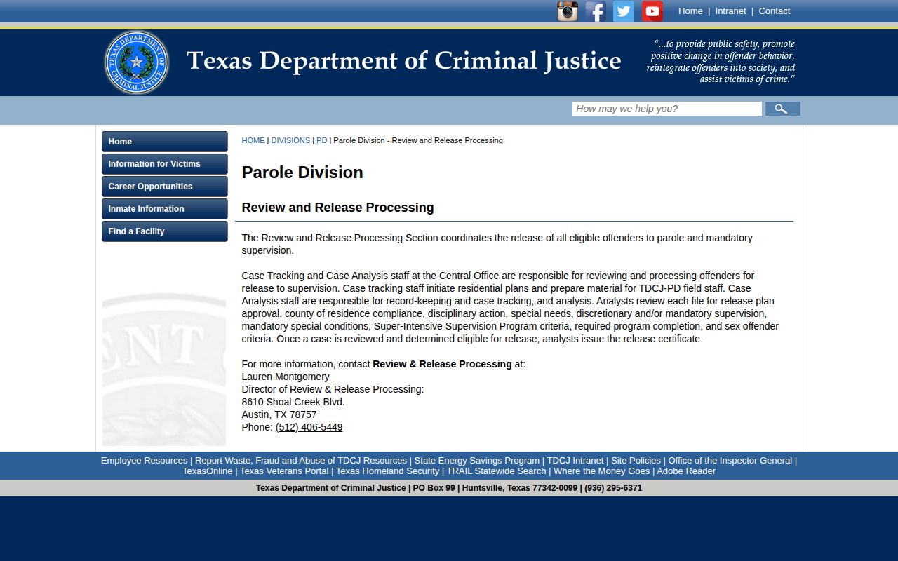 Beauford H. Jester III Unit TDCJ release processing information