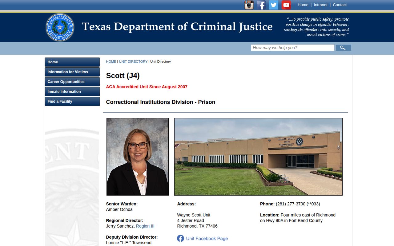 Wayne Scott Unit TDCJ release processing information